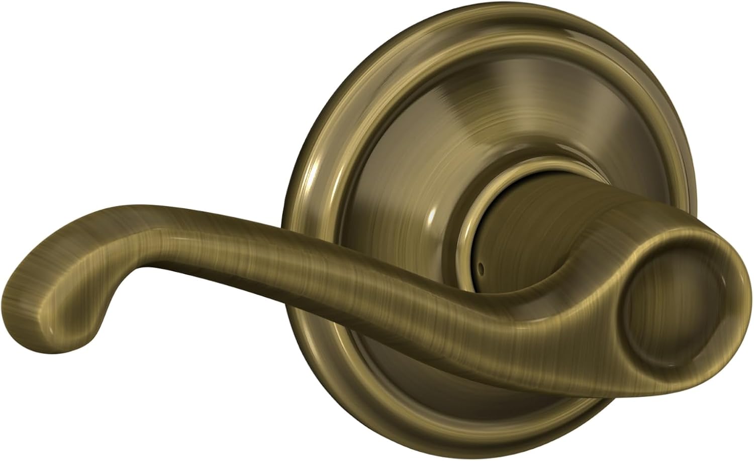 SCHLAGE Flair Hall/Closet Passage Door Handle, Reversible, Antique Brass image 2