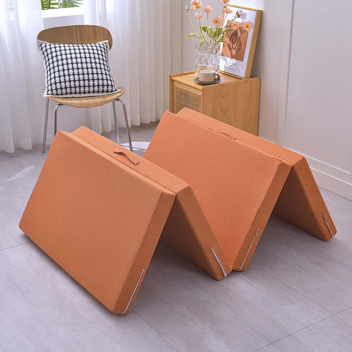 Colchón Plegable portátil con asa de Espuma Suave para Uso Individual o Doble, Ideal para futón, sofá, Cama, Camping y Viajes.