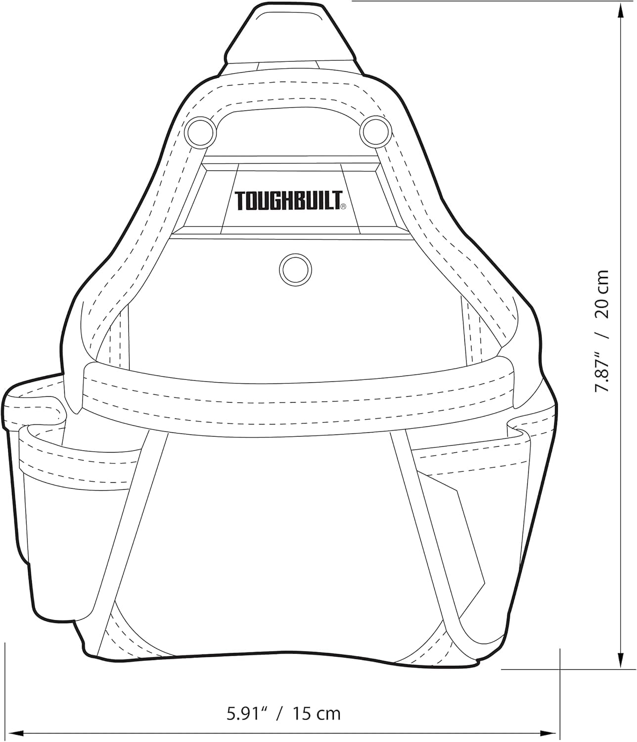 ToughBuilt Mètre Ruban/Pochette Multi-Usage, Pochette à Outils Robuste avec hub ClipTech, Tissu renforcé 1680D, Clip à mesurer, Design Multi-Poches pour Les Professionnels des métiers et