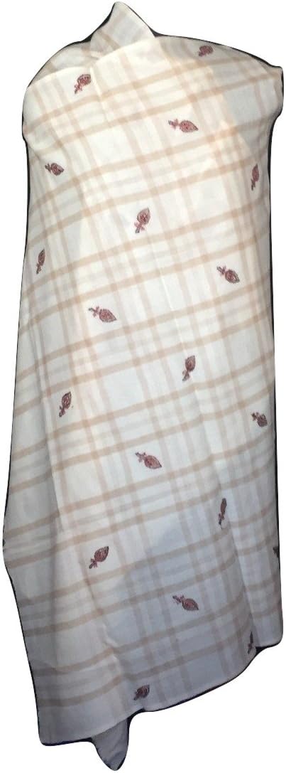 Women's Cashmere Wool Blend Shawl, White with Brown Checkered Pattern
