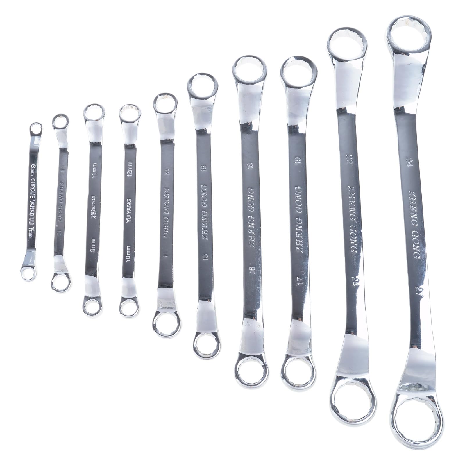 Msioytog 10 Piece Set Household 12 Point Offset Spanner Double Box End Double Head Wrench Workshop Tool Offset Box End Wrench Set