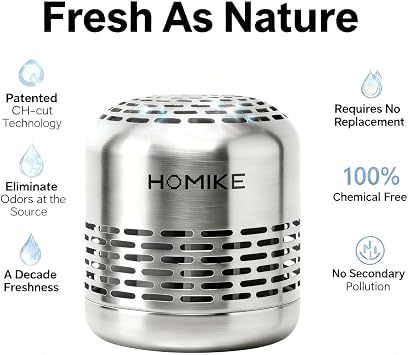 HOMIKE Refrigerator Deodorizer, Odor Eliminator, Lasts Up to 10 Years for Fridge, Freezer, Car, Closet, Shoes Cabinet, Outperforms Baking Soda and Activated Carbon
