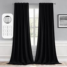 MIULEE Back Tab Blackout Curtains 102 Inch Long 2 Panels Set for Living Room Bedroom, Halloween Black Rod Pocket/Pinch Pleated Thermal Insulated Room Darkening Light Blocking Floor to Ceiling Drapes
