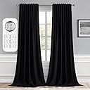 MIULEE 2 Panels Back Tab Blackout Curtains 96 Inch Long for Living Room Bedroom, Halloween Black Rod Pocket/Pinch Pleated Thermal Insulated Room Darkening Light Blocking Floor to Ceiling Curtain/Drape