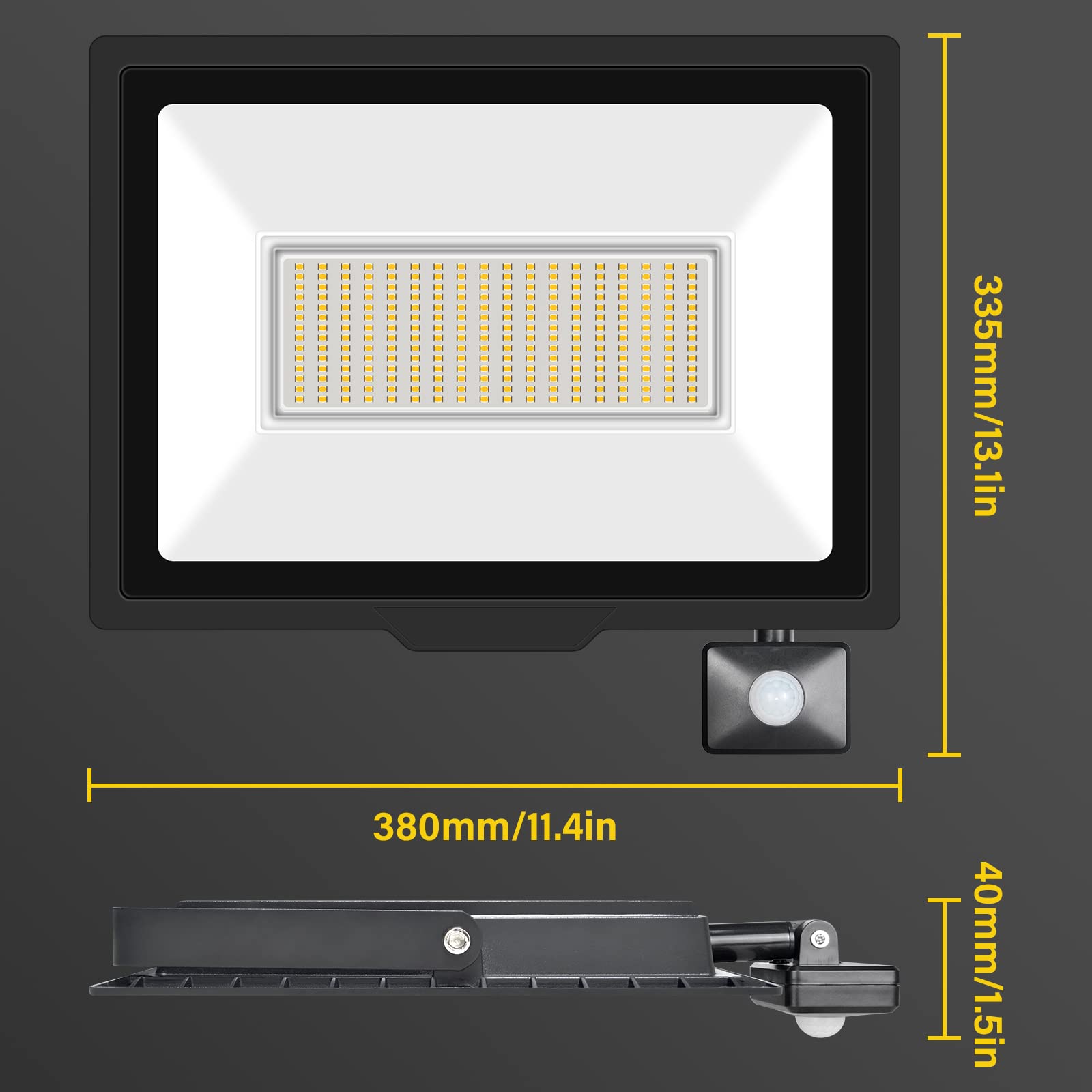 PICAA 200W LED Strahler mit Bewegungsmelder Außen,20000LM Außenstrahler 4000K Warmweiß Scheinwerfer, IP65 Wasserdicht Fluter, Ideale Aussenleuchte für Garten, Innenhöfe, Garage, Haus, Hotel (1 Stück)