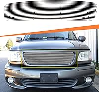 Vista 7 de Inserto de parrilla frontal de aluminio con estilo barra compatible con Ford F-150/Lightning/Harley Davidson 1999-2003 (sin logotipo visible)