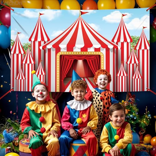 Image of Carnival Backdrop Carnival Theme Party Decorations - 72x44 Inch | Circus Tent for Carnival Decorations, Carnival Banner for Carnival Games, Circus Party Decorations, KatchOn
