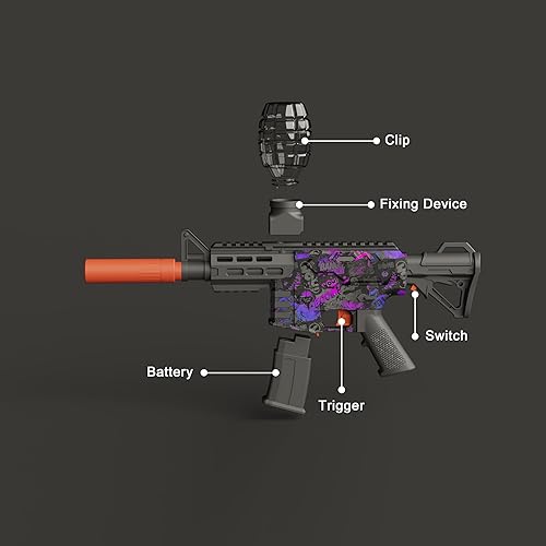 Miniatura 4 de Paquete de 2 lanzadores de bolas de gel M4A1 pequeño, automático completo, 140 FPS, 90 pies, 10 RPS, potente pistola de gel Splat, pistola Orby para