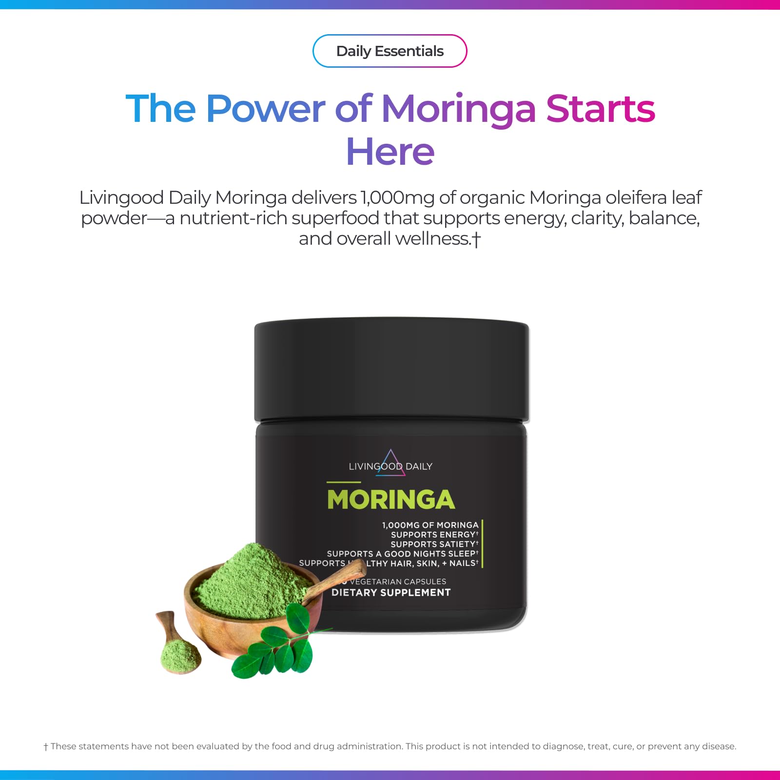 Livingood Daily Moringa Capsules 1000mg, Superfood Supplement, 60 Capsules — Amazon image 3