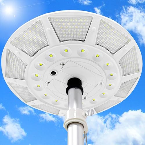 New 566 LED Solar Flag Pole Light with DC Charge Port,【White】5500 Lumens,10000mAh Battery,IP67 Waterproof,Work for Long 20 Hours,Auto On/Off,100% Flag Coverage for Most 15 to 25 Ft Flag Poles