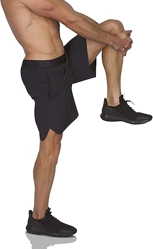 Miniatura 3 de Shorts deportivos de secado rápido con bolsillos y dobladillo lateral para hombre, shorts para gimnasio y entrenamiento