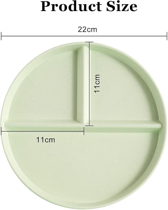 4Pcs Divided Plates ,9 Inch Portion Control Plate Wheat Straw Dinner Plates