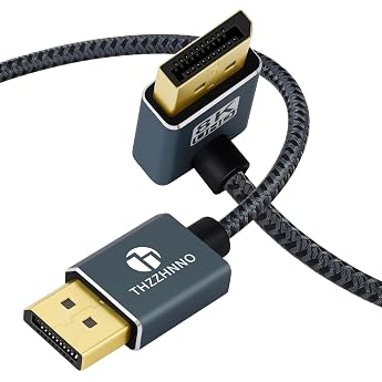 90 Angle DisplayPort Cable 2 m Down Angled DisplayPort 1.4 Cable Supports Up to 8K 4K/60Hz for Gaming Monitor and Graphics Cards