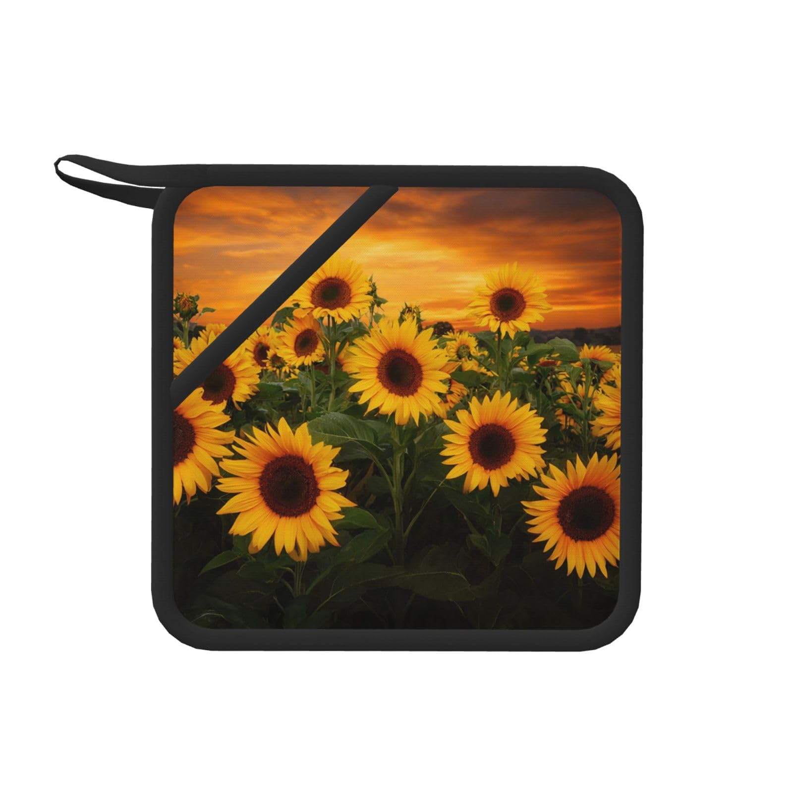 Pot Holders Set of 2 Kitchen Heat Resistant Potholders Sunflowers Silicone Aunty-hot Pad Cotton Lining Oven Hot Pads for Cooking Baking BBQ Microwave Kitchen