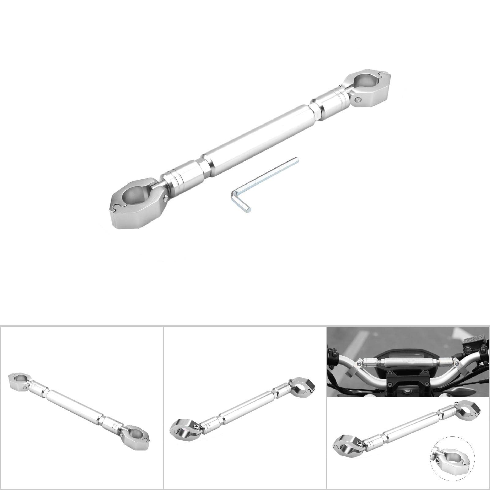 Bilanciere per moto in lega di alluminio Manubrio per moto Accessori per moto da crossbar(Color argento)