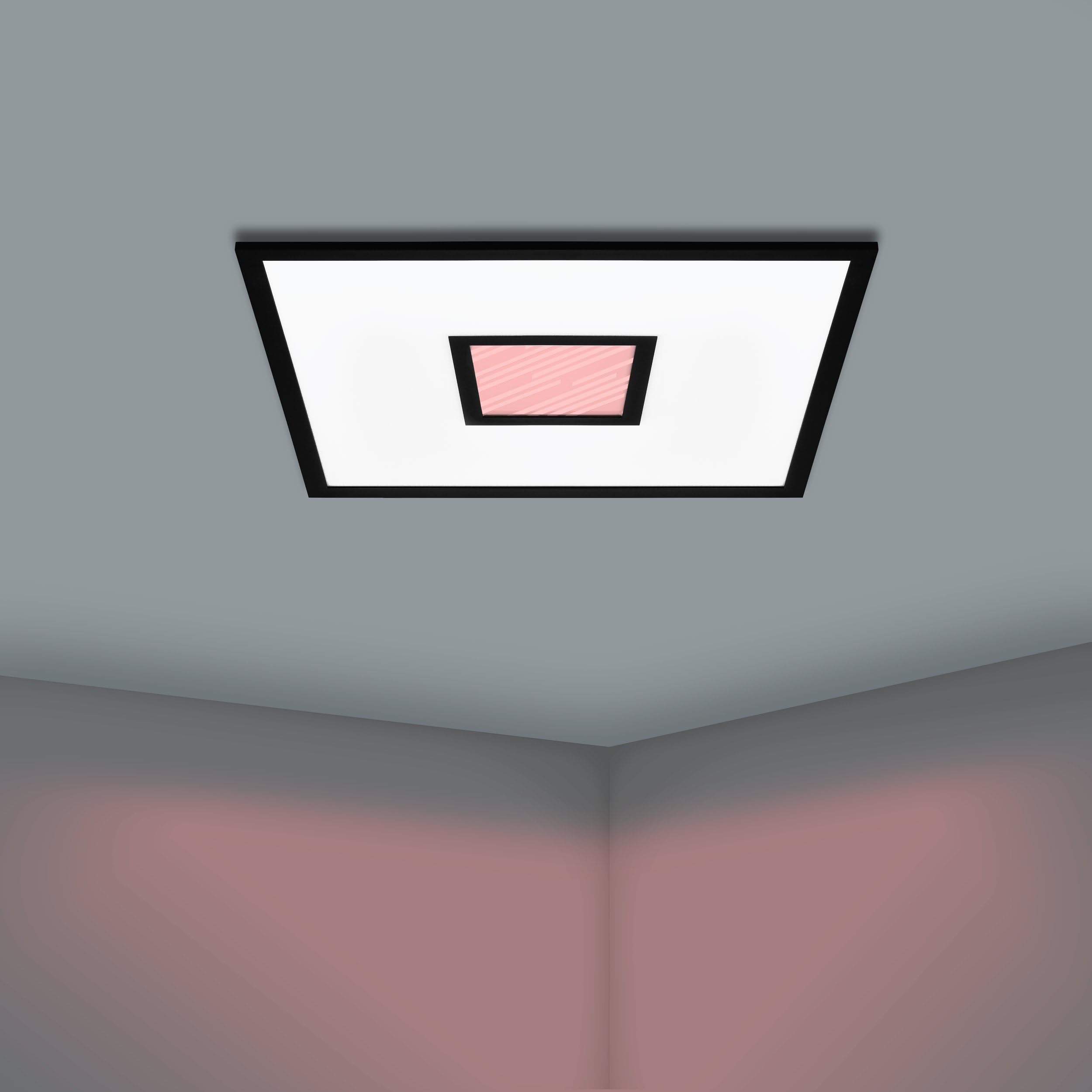 Eglo LED plafón Bordonara, luz regulable con mando a distancia, lámpara | de techo cuadrada metálica negro y plástico blanco, iluminación blanco-cálido – blanco-frío, RGB, 45x45 cm