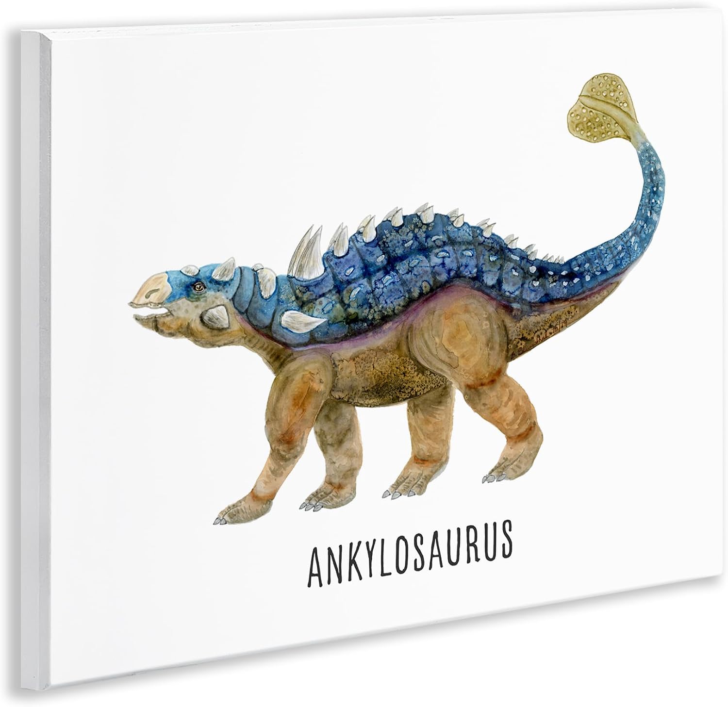 Stupell Industries 'Ankylosaurus Dinosaur Learning'| Wall Plaque Art | Stupell Industries | 14 x 11 Inches, Easy to Hang and Sturdy, Made in USA, by Brett Blumenthal