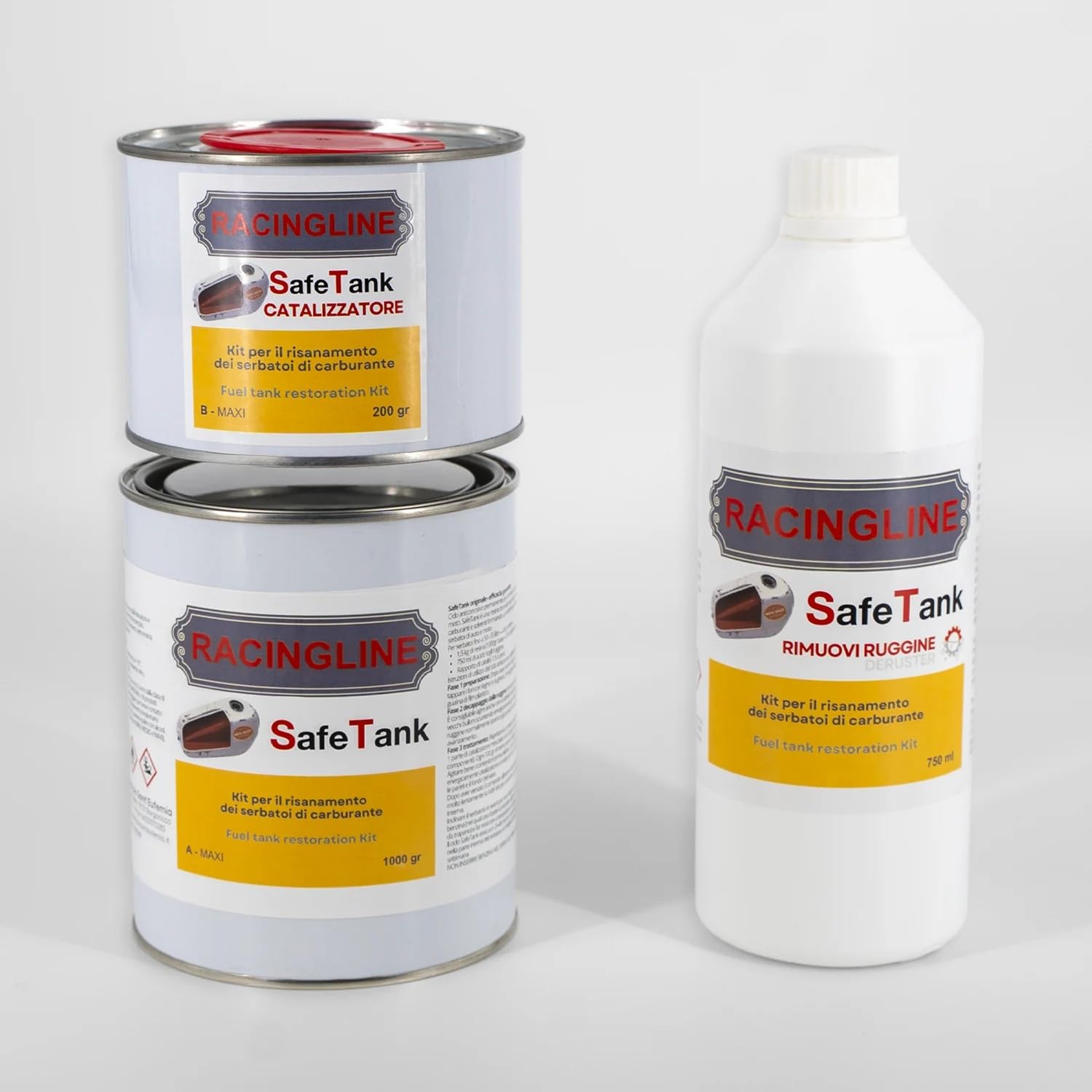 SAFETANK TRATTAMENTO BONIFICA RISANAMENTO RIPARA RIGENERA SERBATOI MOTO AUTO KIT COMPLETO compatibile con NORTON BSA TRIUMPH (MAXI)