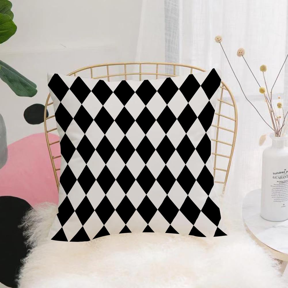 HYOSXW Cushion Cover,Throw Pillow Case Home Decorative for Living Room Bedroom Sofa Chair 16X16 Inch,Black and white checkered floor tiles. Texture,Pillowcase 40X40cm