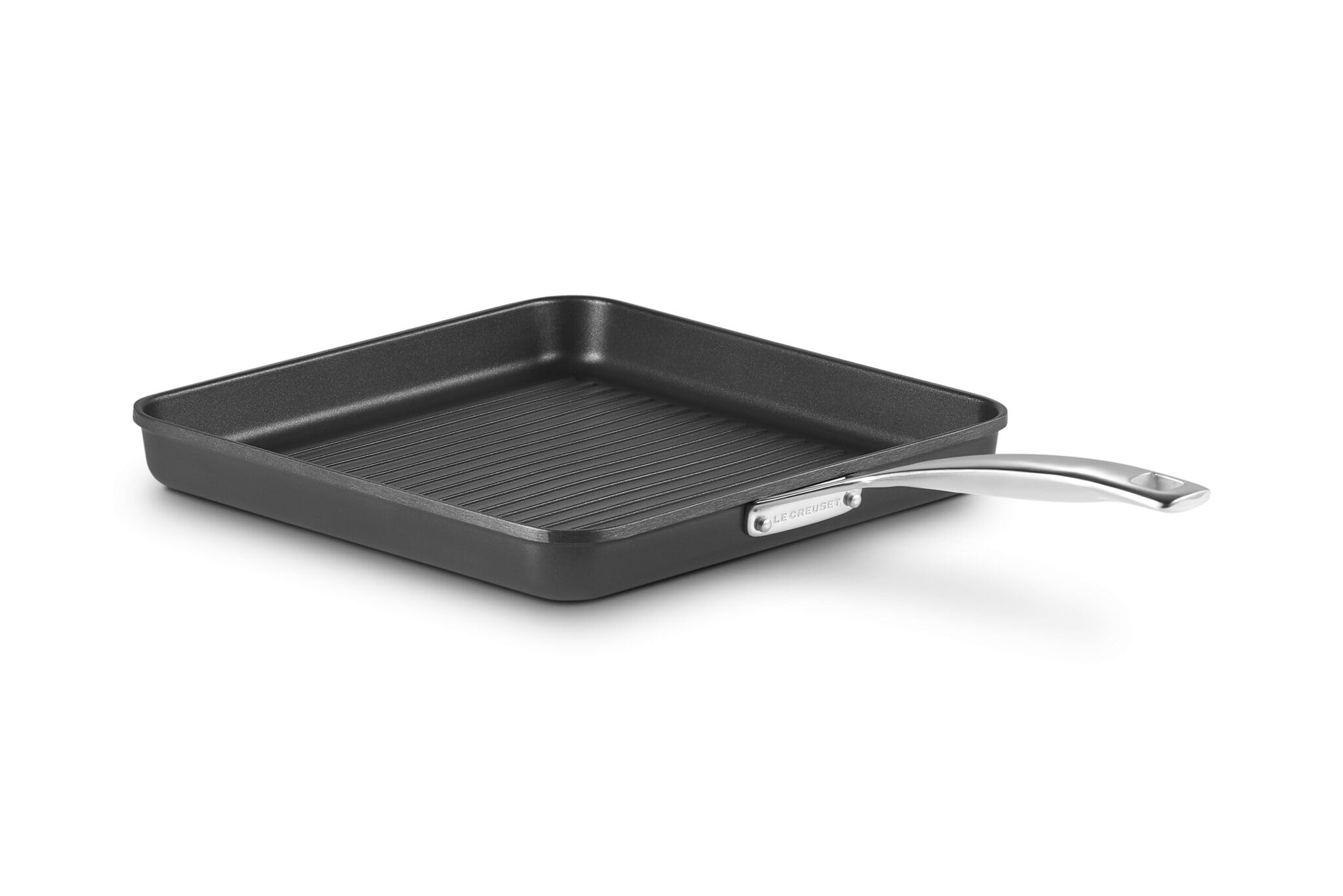Le Creuset Aluminium-Antihaft Grillpfanne, 28 cm, Mit Rillen, Für alle Herdarten inkl. Induktion geeignet, Anthrazit/Silber, 52102280010201