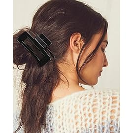 Canitor 4 PCS 4.1 Inch Black Hair Clips - Acrylic Rectangular Women\'s Barrettes, Jaw Clips for Thick and Thin Hair, Non-slip