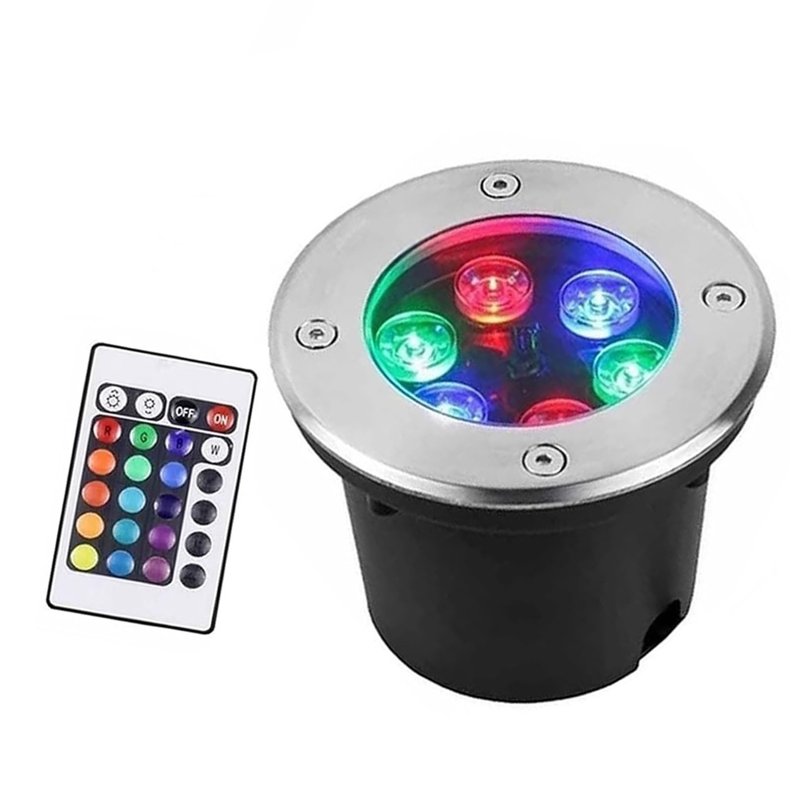 QICBYING Submersible RGB Light - Outdoor Recessed Spotlight, LED Floor Spotlight With Remote Control, IP68 Waterproof Buried Garden Lamp Color Changing LED Recessed Spotlights(12V,24W)