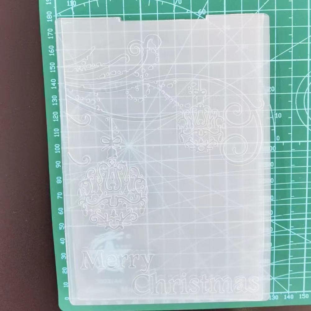 1PC Merry Christmas Ball Decoration Embossing Folder for Card Making Floral DIY Plastic Scrapbooking Photo Album Card Paper DIY Craft Decoration Template Mold (Christmas Deco)