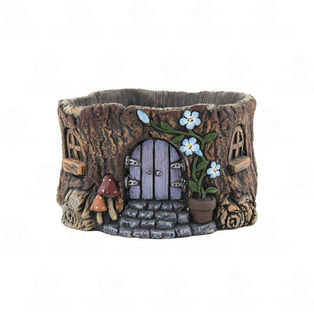 shopior Cement Garden Planters | Novelty Flower Pots, Indoor Outdoor | Home Decorative Succulent Pots, Gardening Gifts, Plant Ornaments | Hand Painted Cement Pots (Fairy Pixie House (23cm))