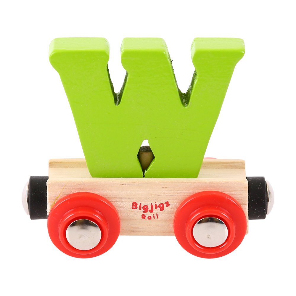 Bigjigs Rail Rail Name Letter W (Green) - Other Major Wooden Rail Brands are Compatible โ image 1