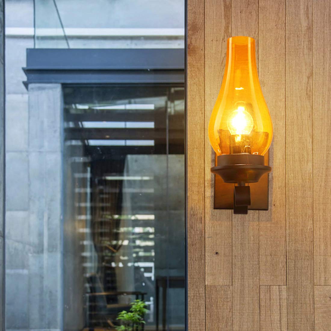 E27 LED Wandleuchte Vintage Industrie Design Flur Aisle Lampe, Rustikal Kerzen Wandlampe mit Glas Schirm Modern Leselampe, Retro Wandstrahler für Wohnzimmer Schlafzimmer Büro Korridor Treppen, 20x30cm