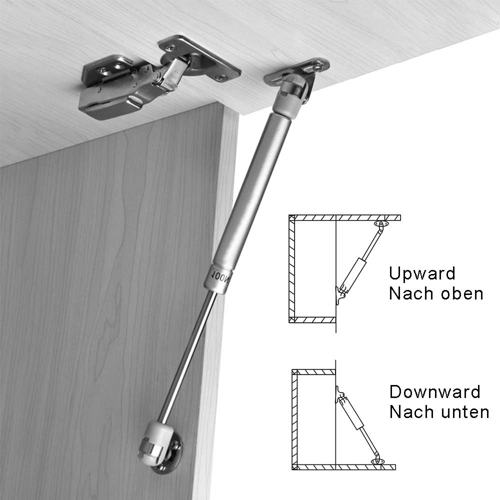 LOOTICH 80N Whole Steel Automatic Lid Stay Kitchen Cabinet Cupboard Wardrobe Door Toy Box Hydraulic Spring Gas Strut Piston Soft Opening Hinges for Flap Fittings Pack of 4 - Image 3