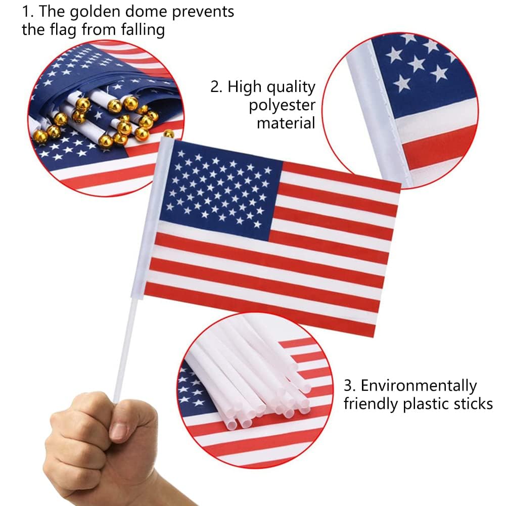 12PC Bandera De Mano Americana,Banderas Miniatura Usa,Banderas De Estados Unidos,Decoración De Banderas Usa,Banderines Patrióticos De Estados Unidos,Para Decoraciones De Fiesta De Copa Mundial,Kiuiom