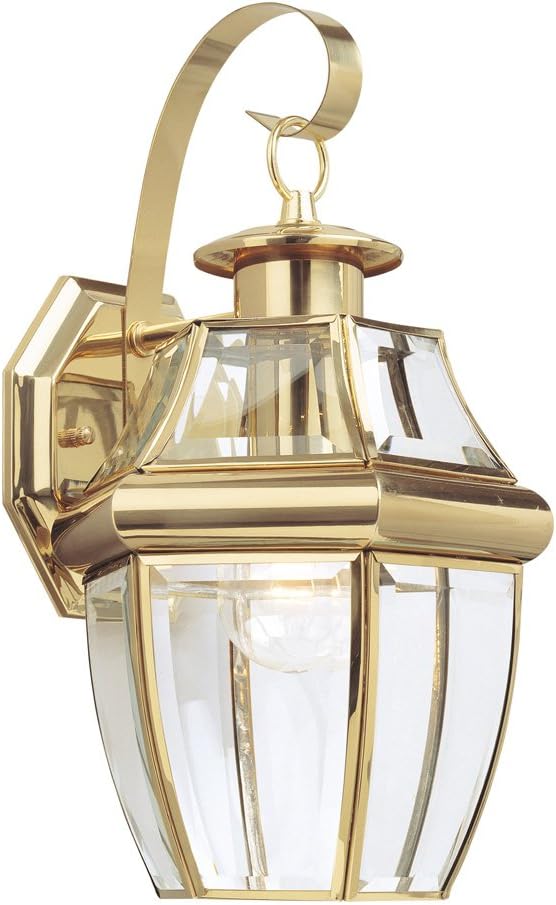 Sea Gull Lighting 8067-02 Lancaster Outdoor Wall Lantern Outside Fixture, One - Light, Polished Brass