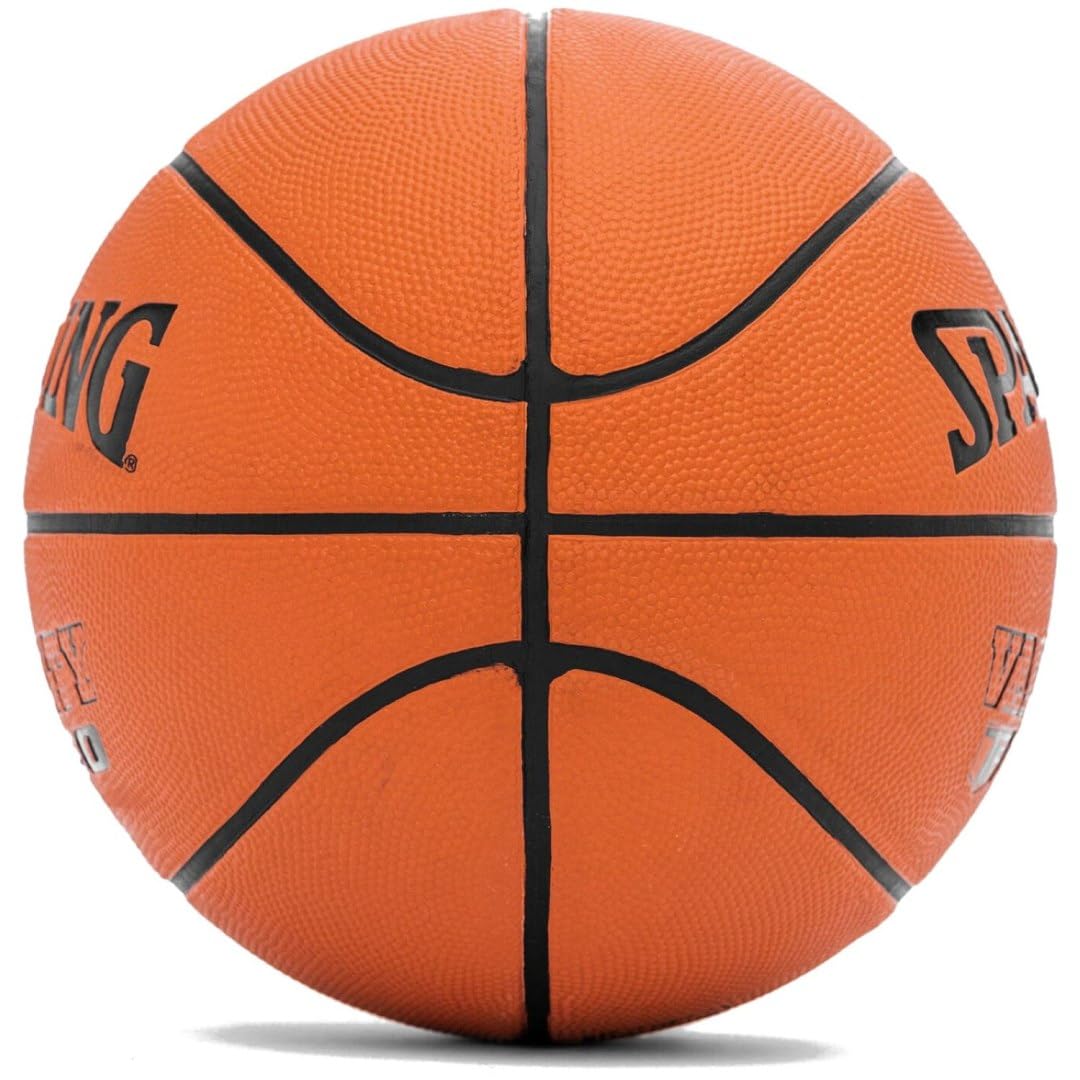 Spalding TF-150 Varsity piłka do koszykówki z wytrzymałej gumy | oficjalny rozmiar | nadaje się do wszystkich powierzchni | z Shooter's Seam dla lepszej kontroli nad piłką