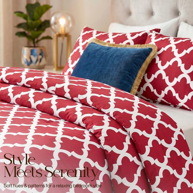 Image of Utopia Bedding 3 Pc King Comforter Set, Printed Comforter, Red
