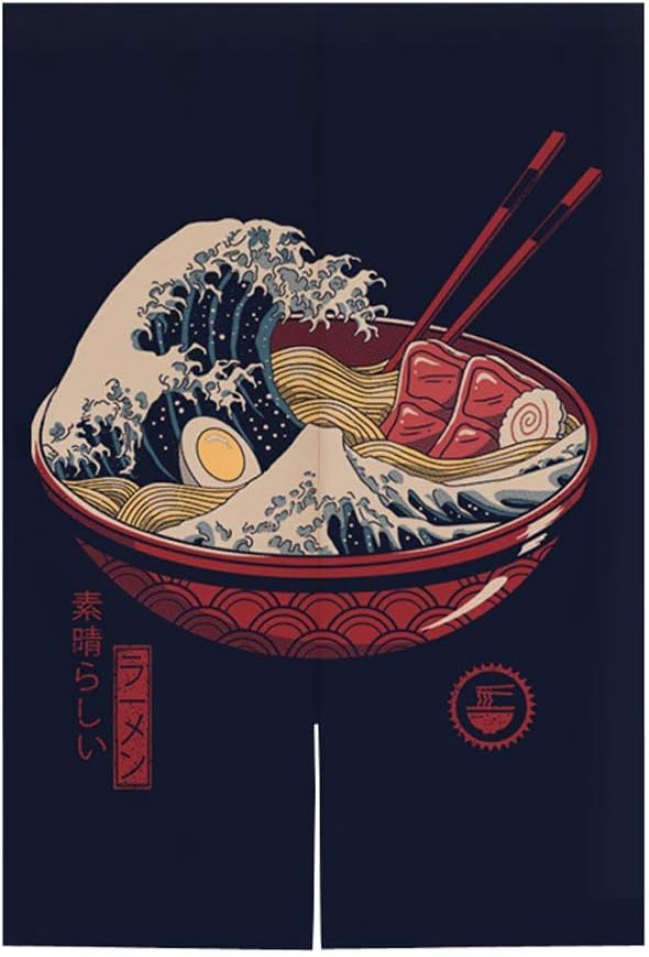 Hornet Park Japanese Style Restaurant Household Kitchen Door Curtain, Ramen Sushi, 31.5 x 51.2 inches [A]