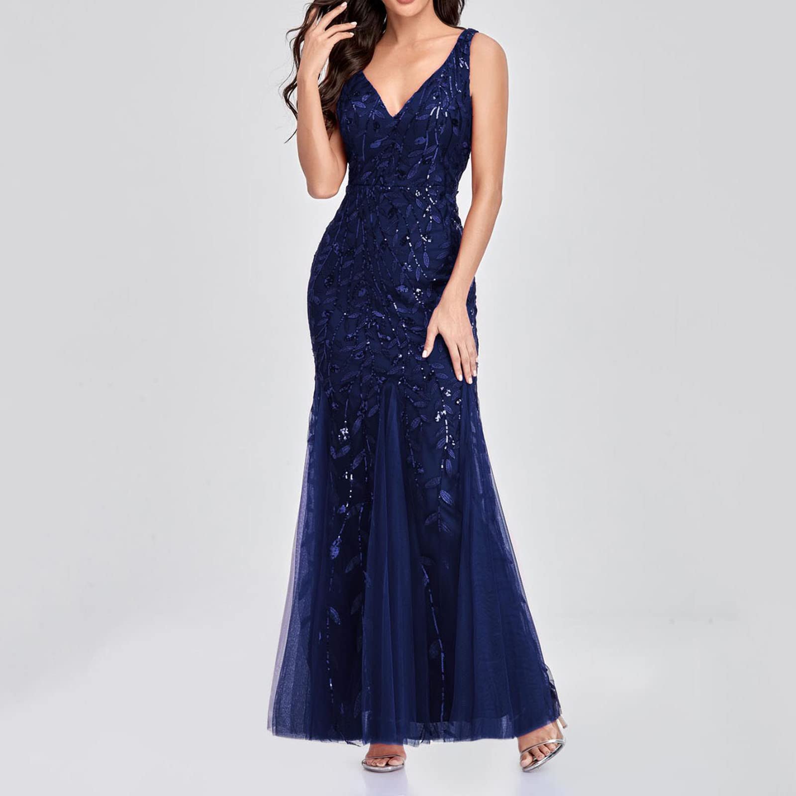 Vestito Donna Elegante Curvy Lunghi Festa Ruffled Ballo Abiti da Sera Vestito da Sera Eleganti Cerimonia Abito da Donna Classico Cocktail Party Vestito Donna Banchetto