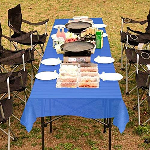 4 Pack Plastic Tablecloth Disposable Rectangle Table Covers 54 in x 108 in for Tables Indoor or Outdoor Parties Birthdays Weddings Christmas(Dark Blue)