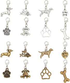 32 Pcs 8 Styles Dog Zipper Pull Charms, Pet Theme Alloy Zipper Pendant Bone Paw Print Zipper Pull Zipper Pull Decoration Replacement Zipper Pull Tab for Bag Luggage