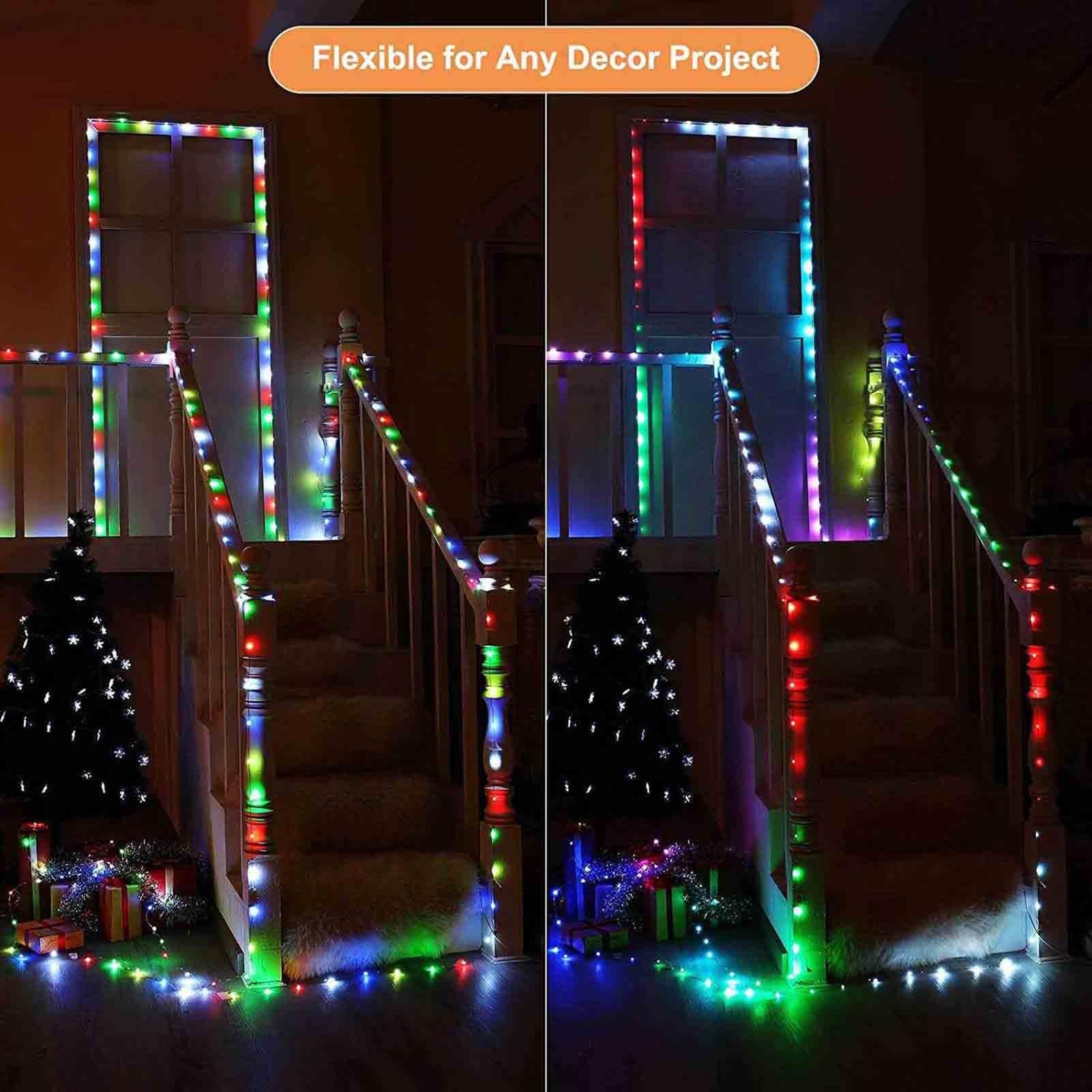 Filo di luci LED RGB, filo di rame, con telecomando, illuminazione decorativa per alberi di Natale ed eventi festivi, 50 luci, lunghezza 5 m
