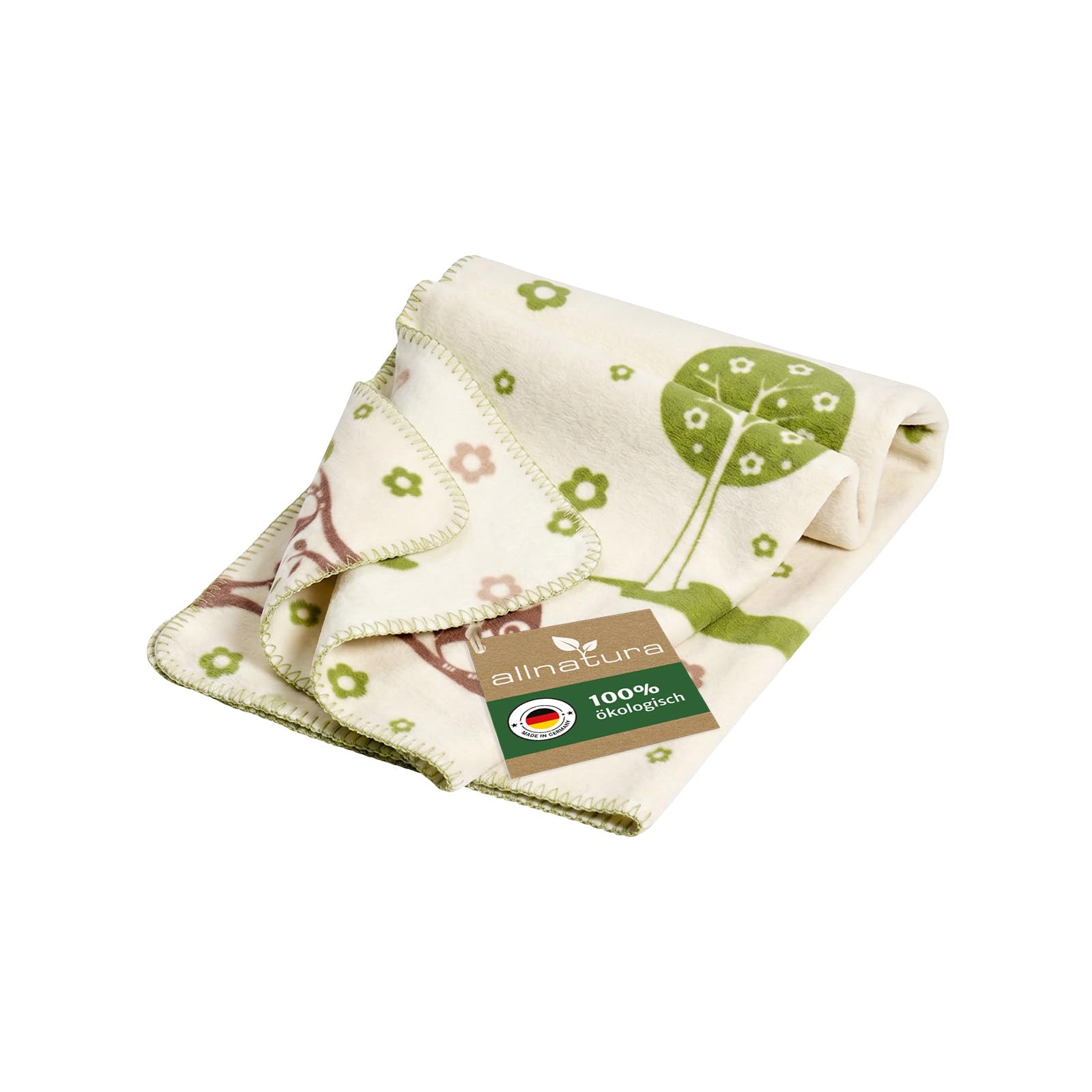 allnatura Manta cálida para niños Cotona-Civetta, 75 x 100 cm, fabricada en Alemania, multicolor, 100% algodón orgánico sostenible, certificado GOTS, con diseño de búhos para cochecito, cama, juego