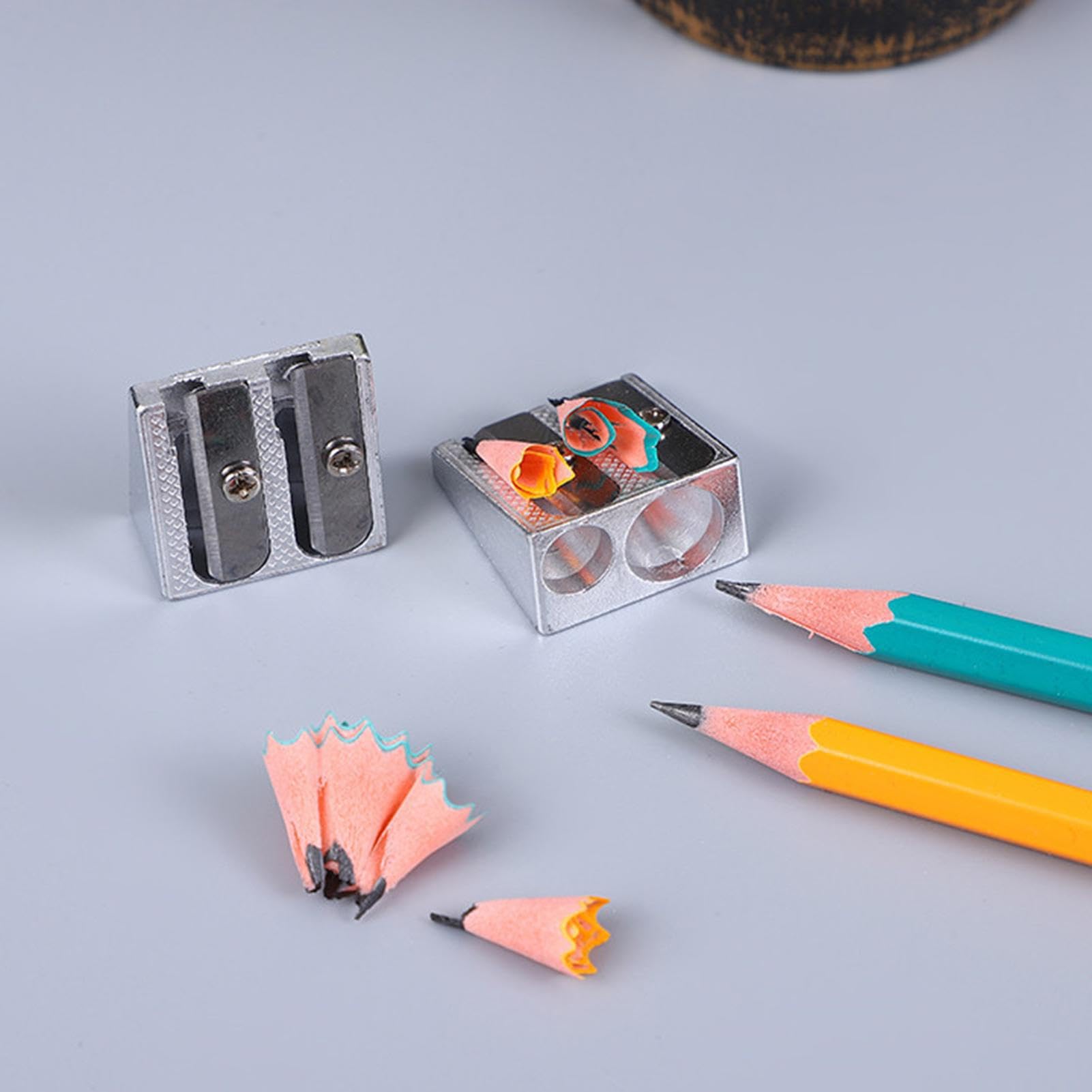 2 Temperamatite Portatili In Metallo Con Doppio Foro (6-8mm E 8-12mm) - Mini Affilamatite Per Scuola, Ufficio E Makeup