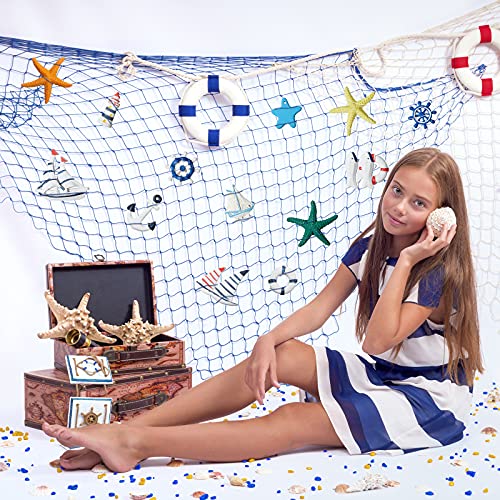 15 Pieces Nautical Beach Wooden Hanging Decoration Anchor Fishing Net Starfish Hanging Party Decor Mini Nautical Wheel Rudder Boat Starfish Wall Decor Door Hanging Ornament Beach Theme Home Decor #TOP3