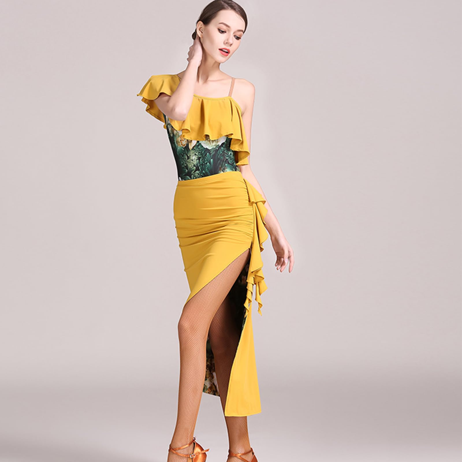 Damen Tanzkleid Lyrisch Pailletten Glitzer Ballettkleid Ärmellos Chiffon Modern Trikotkleid Latein Contemporary Bühnenanzug Kostüm