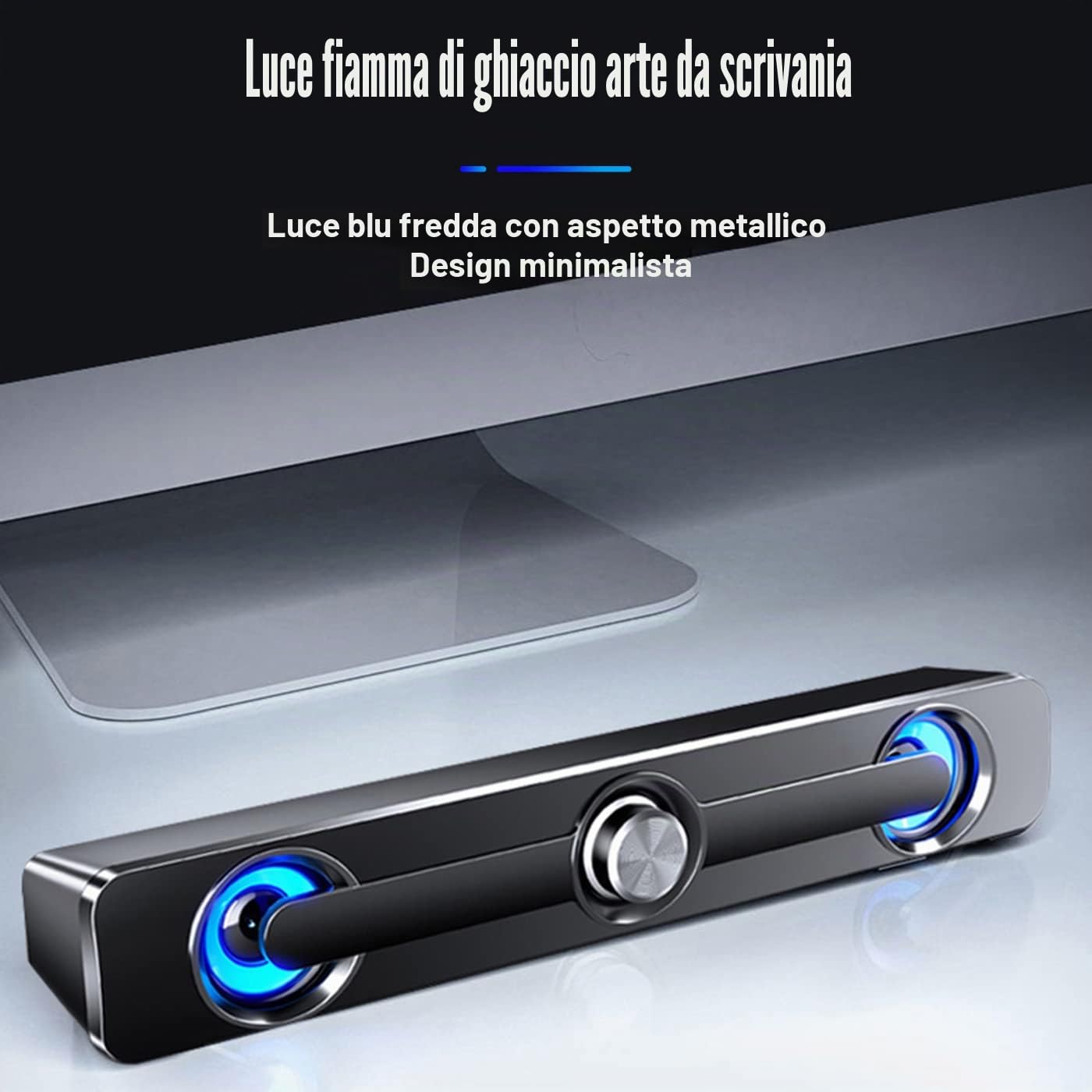Soundbar per PC/Laptop,Casse PC,Altoparlante da Gioco Con Fantastiche Luci LED,Alimentazione USB, Jack da 3,5 mm, Altoparlanti PC per Computer, Mobile, Tablet,laptop