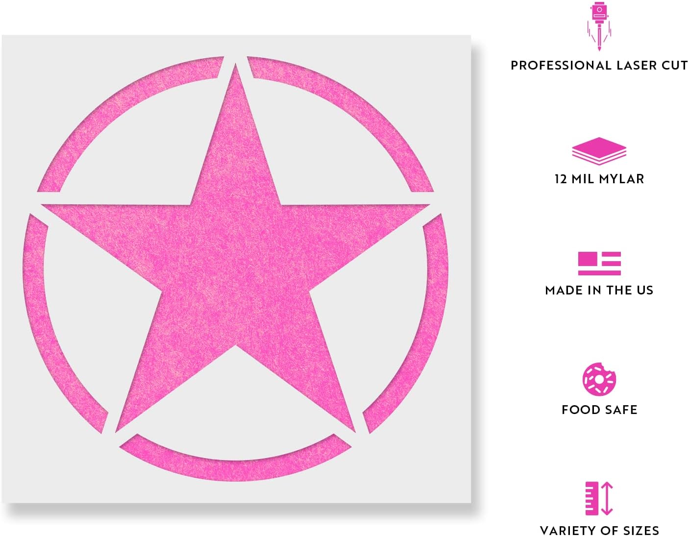 Military Star Stencil - Large Us Army Star, Soldier Design for Crafts and Decoration