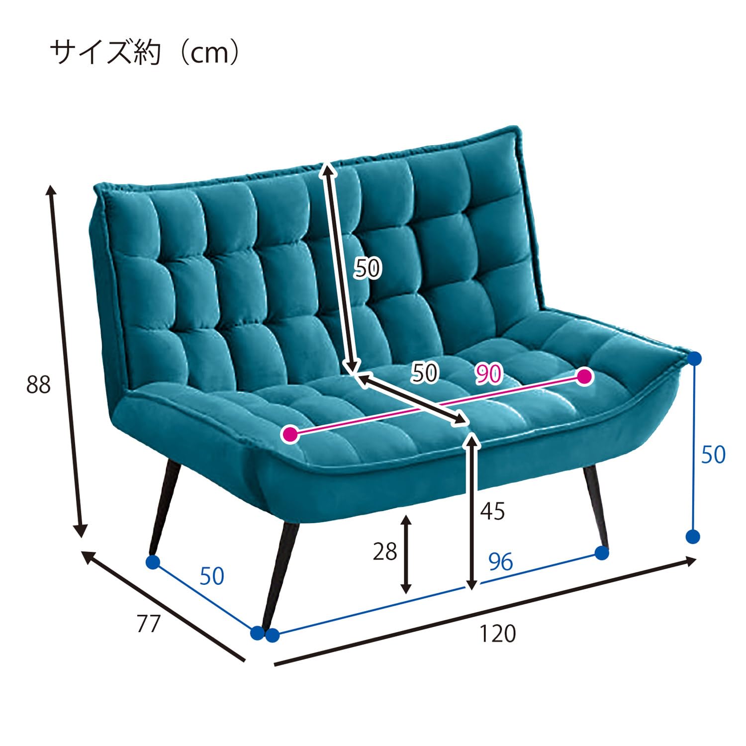 Amazon｜[ URBAN ] ベルベット調 スタイリッシュ ソファ 2人掛け 
