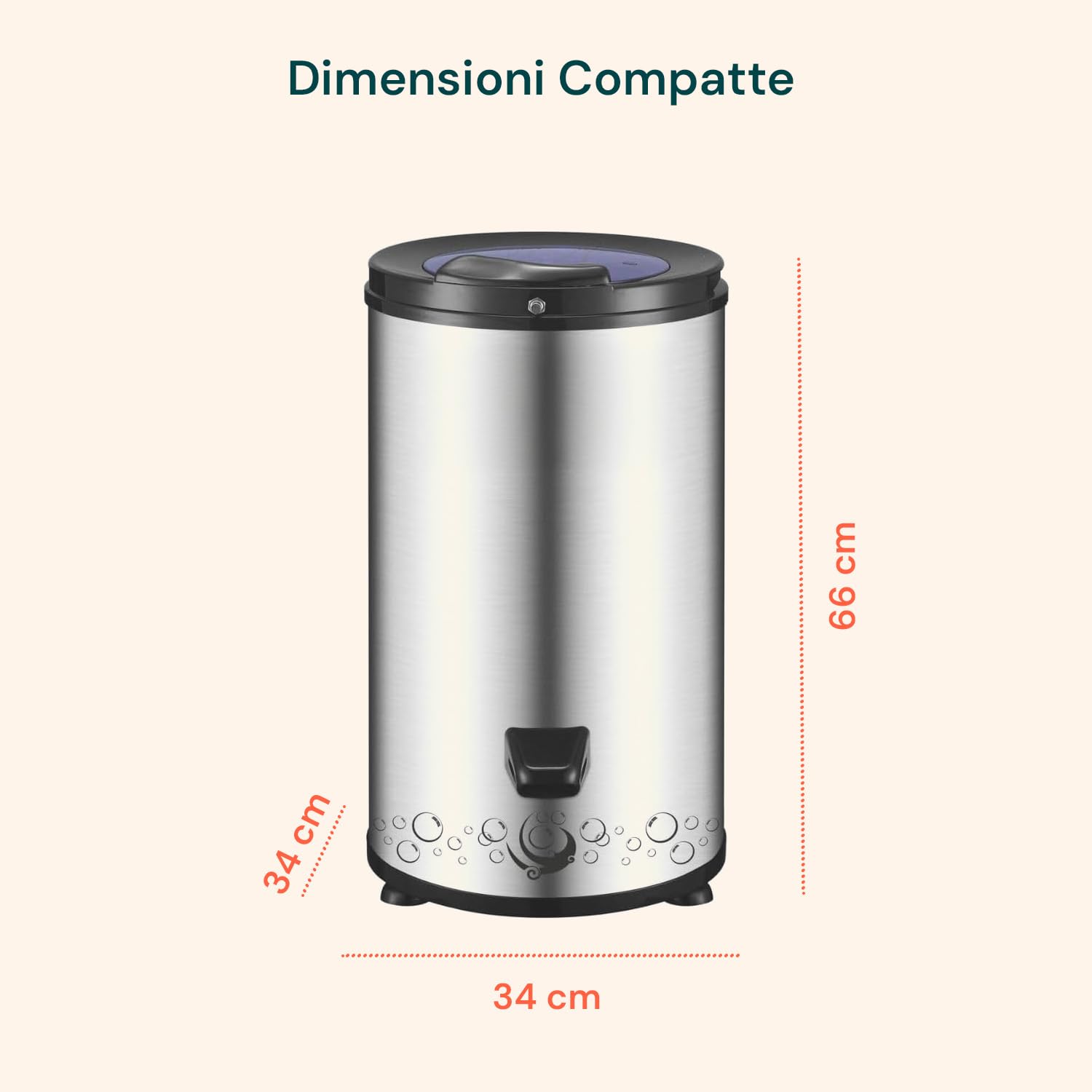 Wintem Tragbarer Schleudertrockner, 6 kg, aus Edelstahl, 300 W, kompakt, platzsparend und leise, ideal für kleine Räume