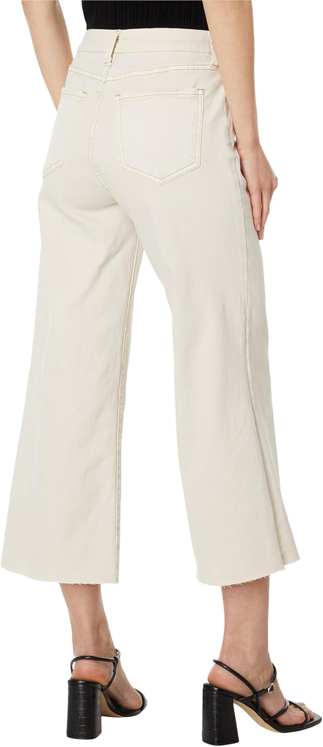KUT from the Kloth Women's Petite Meg High-Rise Fab Ab EIDE Leg Raw Hem in Ecru