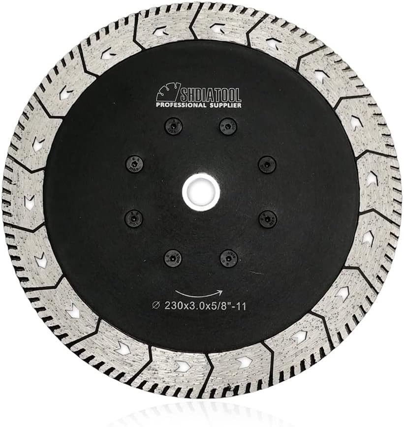 SHDIATOOL Diamond Cutting Blades Two-in-One Design 4-1/2 Inch Granite Turbo Disc Cut Grind Sharpen Marble Concrete and Bricks 115mm (2-Pack)